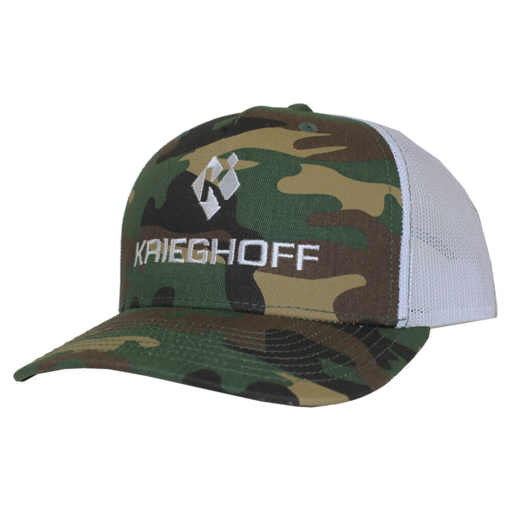 Krieghoff “Richardson” Trucker Hat, Green Camo/White